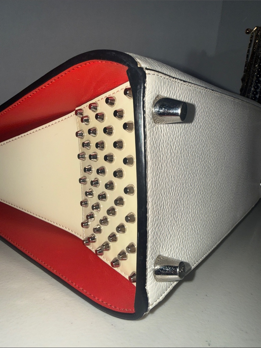 Christian Louboutin Paloma Medium Leather Tote – Ivory/White with Red Interior! - Picture 15 of 17